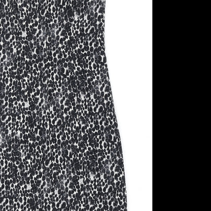 H&M Womens Black Geometric Polyester A-Line Size 8 Round Neck Zip