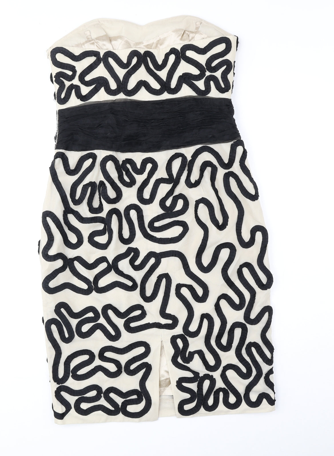 Coast Womens Black Geometric Polyester Bodycon Size 10 Off the Shoulder Zip