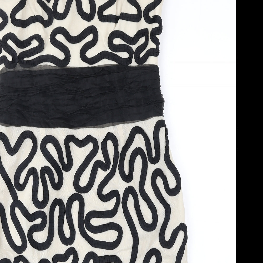 Coast Womens Black Geometric Polyester Bodycon Size 10 Off the Shoulder Zip