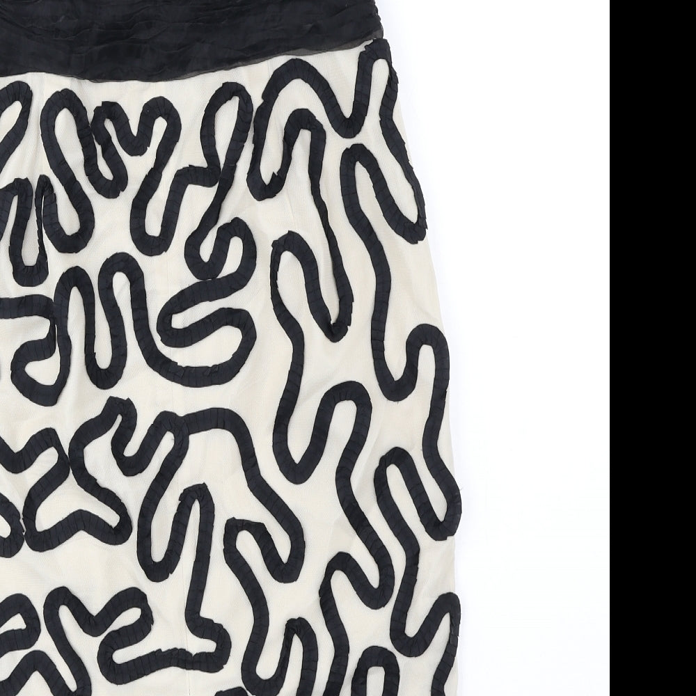 Coast Womens Black Geometric Polyester Bodycon Size 10 Off the Shoulder Zip