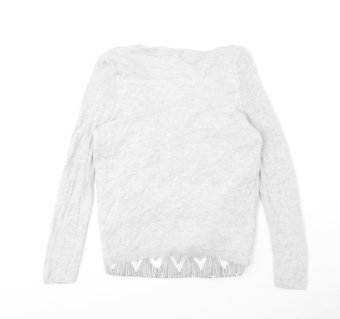 George Womens Grey Geometric Nylon Basic Blouse Size 10 Scoop Neck - Waterfall Twin Set