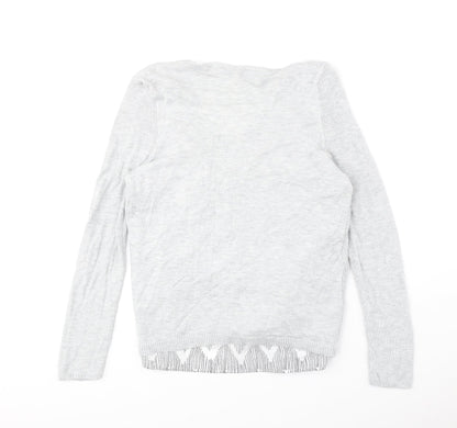 George Womens Grey Geometric Nylon Basic Blouse Size 10 Scoop Neck - Waterfall Twin Set