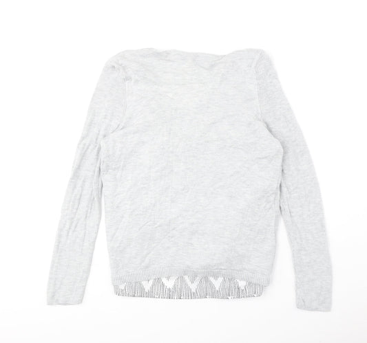 George Womens Grey Geometric Nylon Basic Blouse Size 10 Scoop Neck - Waterfall Twin Set