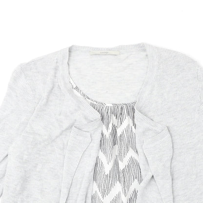 George Womens Grey Geometric Nylon Basic Blouse Size 10 Scoop Neck - Waterfall Twin Set