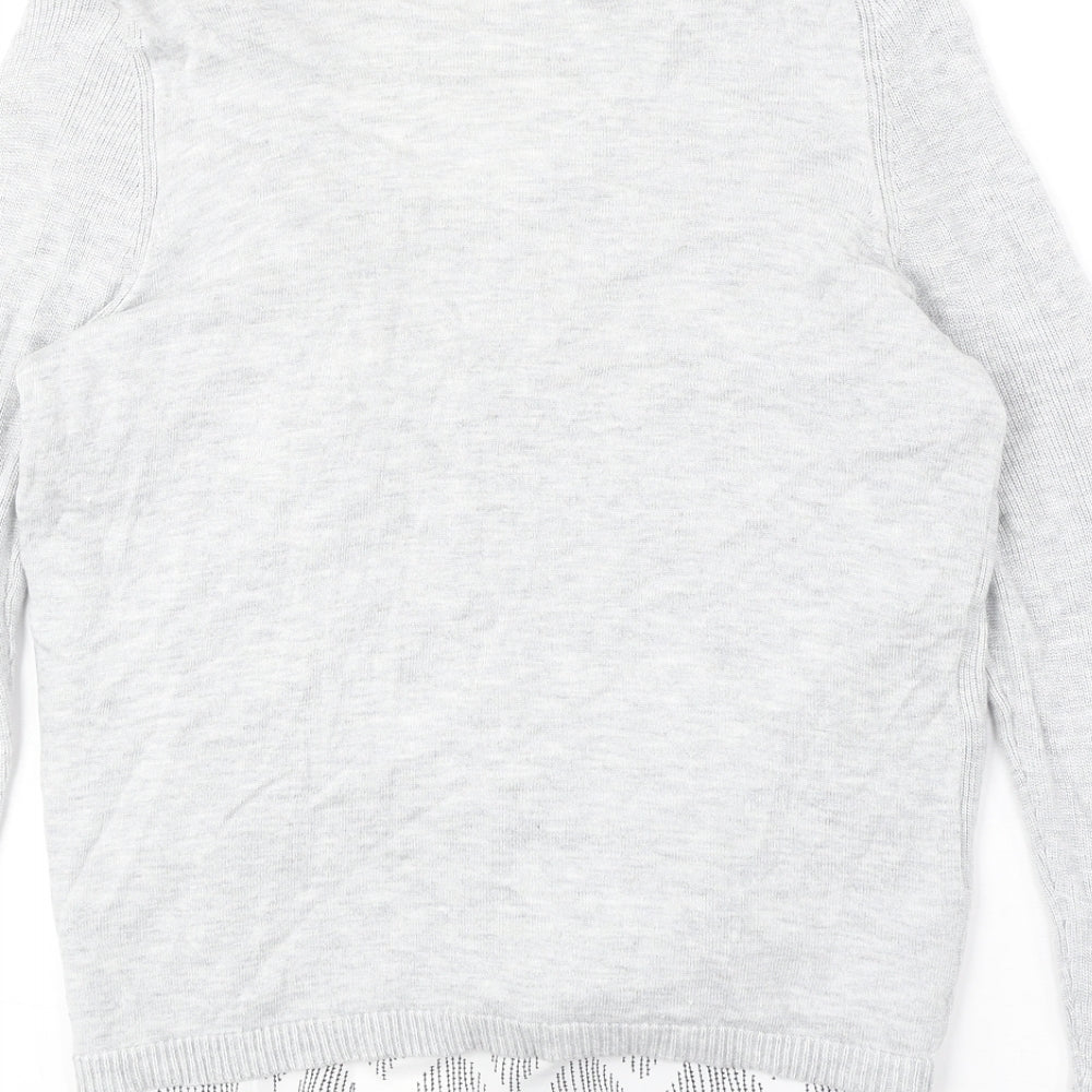 George Womens Grey Geometric Nylon Basic Blouse Size 10 Scoop Neck - Waterfall Twin Set