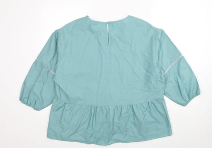 Womens UK Size 14 Marks and Spencer Blue Basic Blouse