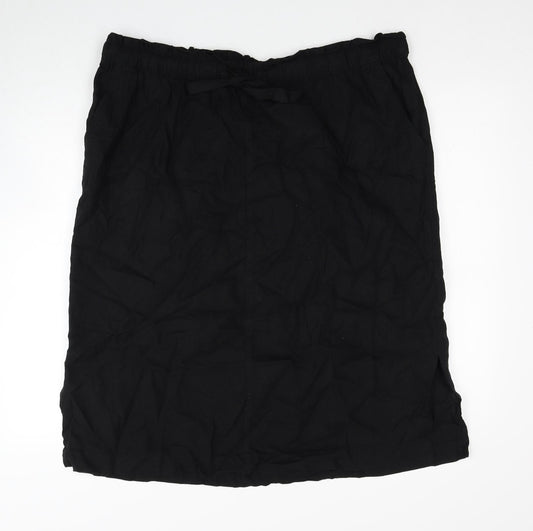 Marks and Spencer Womens Black Linen A-Line Skirt Size 24 Drawstring