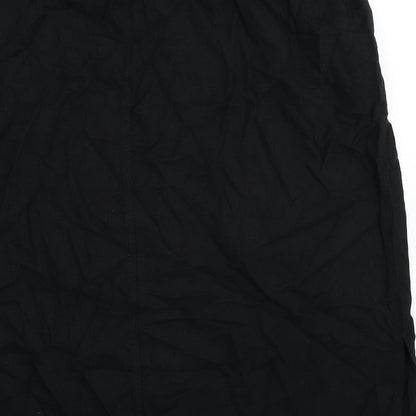 Marks and Spencer Womens Black Linen A-Line Skirt Size 24 Drawstring