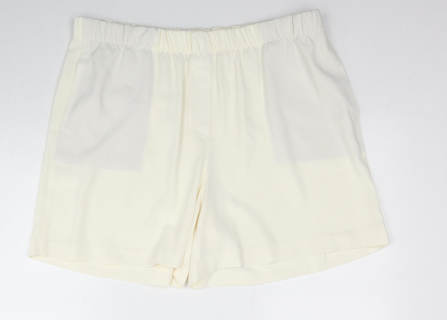 Marks and Spencer Womens Ivory Polyester Basic Shorts Size 20 Regular Zip