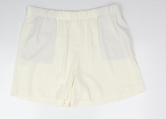 Marks and Spencer Womens Ivory Polyester Basic Shorts Size 20 Regular Zip