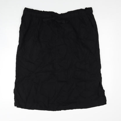 Marks and Spencer Womens Black Linen A-Line Skirt Size 24 Drawstring