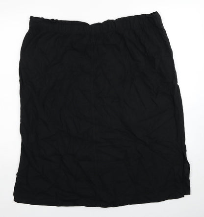 Marks and Spencer Womens Black Linen A-Line Skirt Size 24 Drawstring