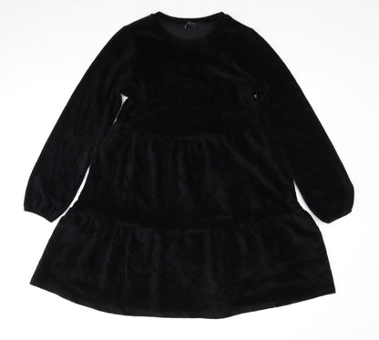 Marks and Spencer Womens Black Cotton Fit & Flare Size 8 Round Neck Pullover
