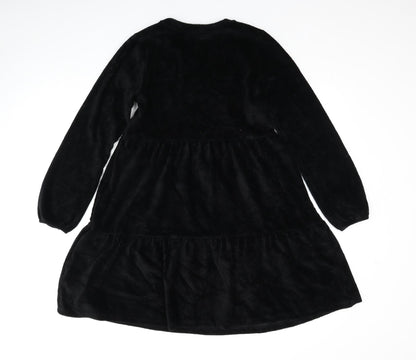Marks and Spencer Womens Black Cotton Fit & Flare Size 8 Round Neck Pullover