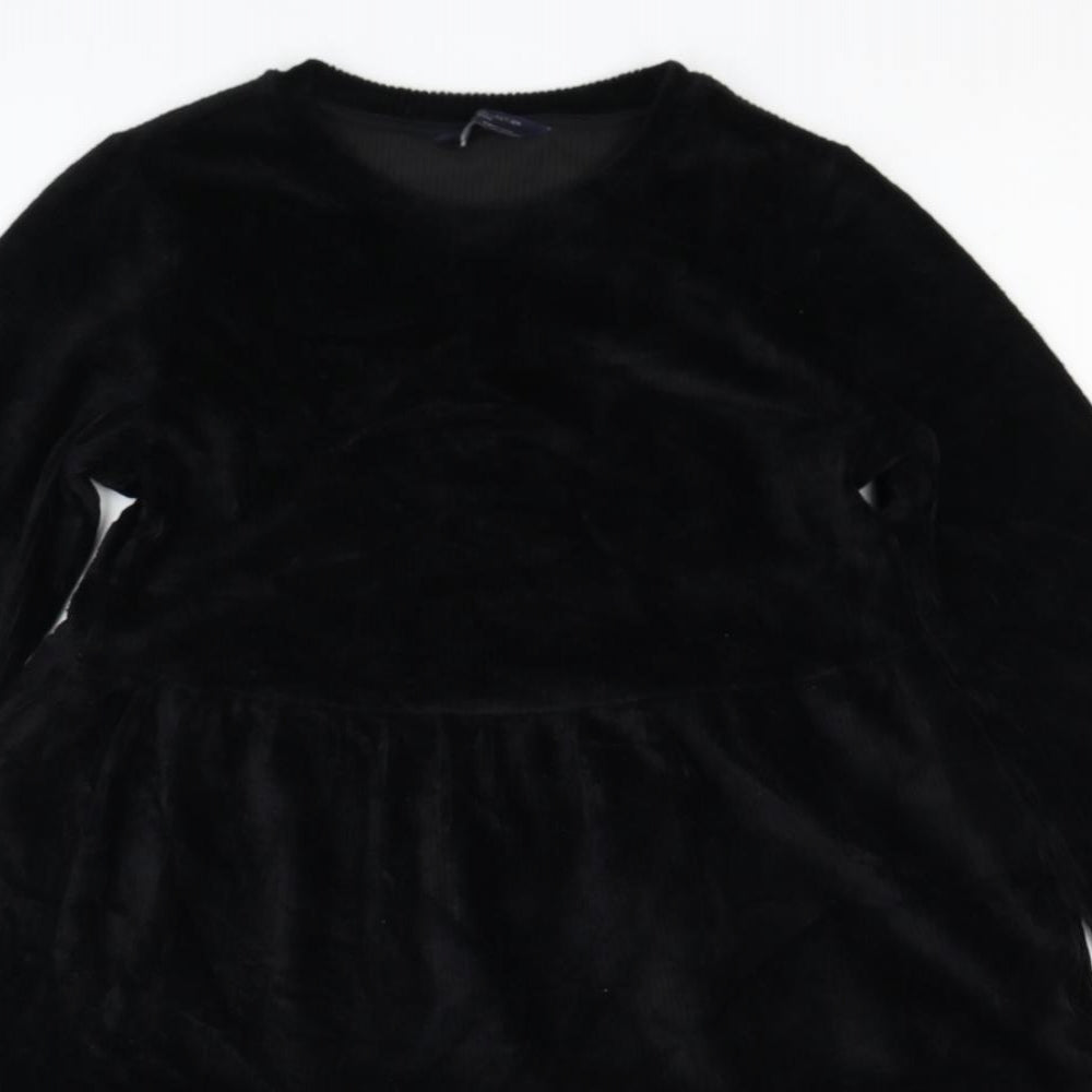 Marks and Spencer Womens Black Cotton Fit & Flare Size 8 Round Neck Pullover