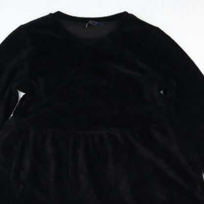 Marks and Spencer Womens Black Cotton Fit & Flare Size 8 Round Neck Pullover