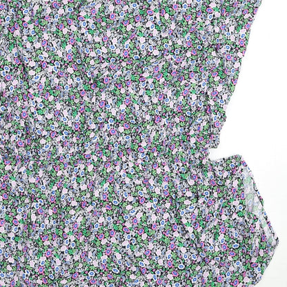 Marks and Spencer Womens Multicoloured Floral Viscose A-Line Size 10 V-Neck Pullover