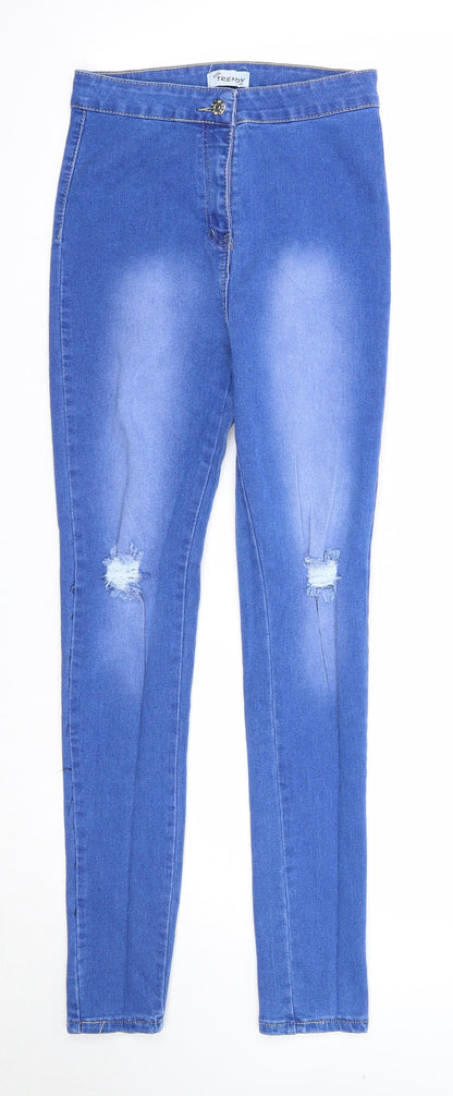 Miss Trendy Womens Blue Cotton Skinny Jeans Size 10 Regular Zip