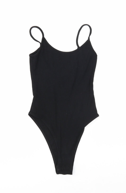 SheIn Womens Black Viscose Bodysuit One-Piece Size XS Snap
