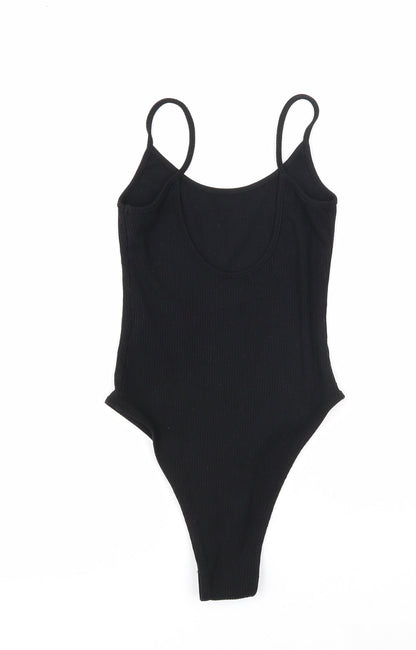 SheIn Womens Black Viscose Bodysuit One-Piece Size XS Snap