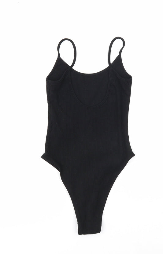 SheIn Womens Black Viscose Bodysuit One-Piece Size XS Snap