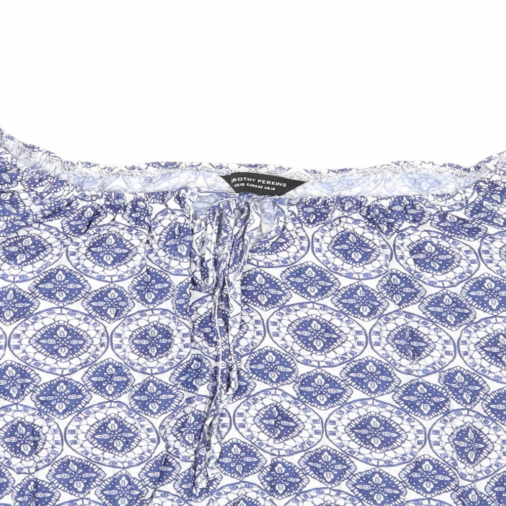 Womens UK Size 14 Dorothy Perkins Blue Basic Blouse