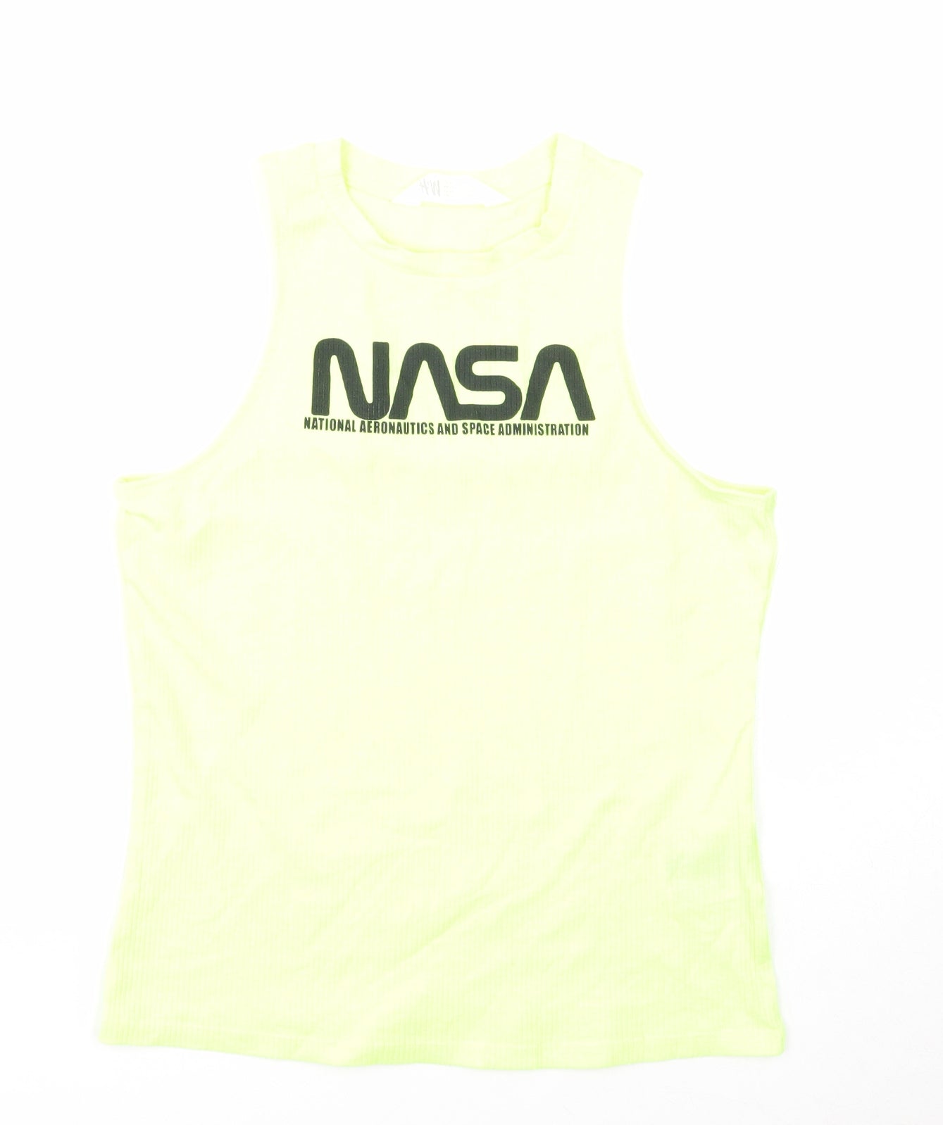 H&M Girls Yellow Cotton Basic Tank Size 14 Years Round Neck Pullover - NASA