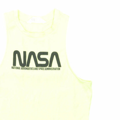 H&M Girls Yellow Cotton Basic Tank Size 14 Years Round Neck Pullover - NASA