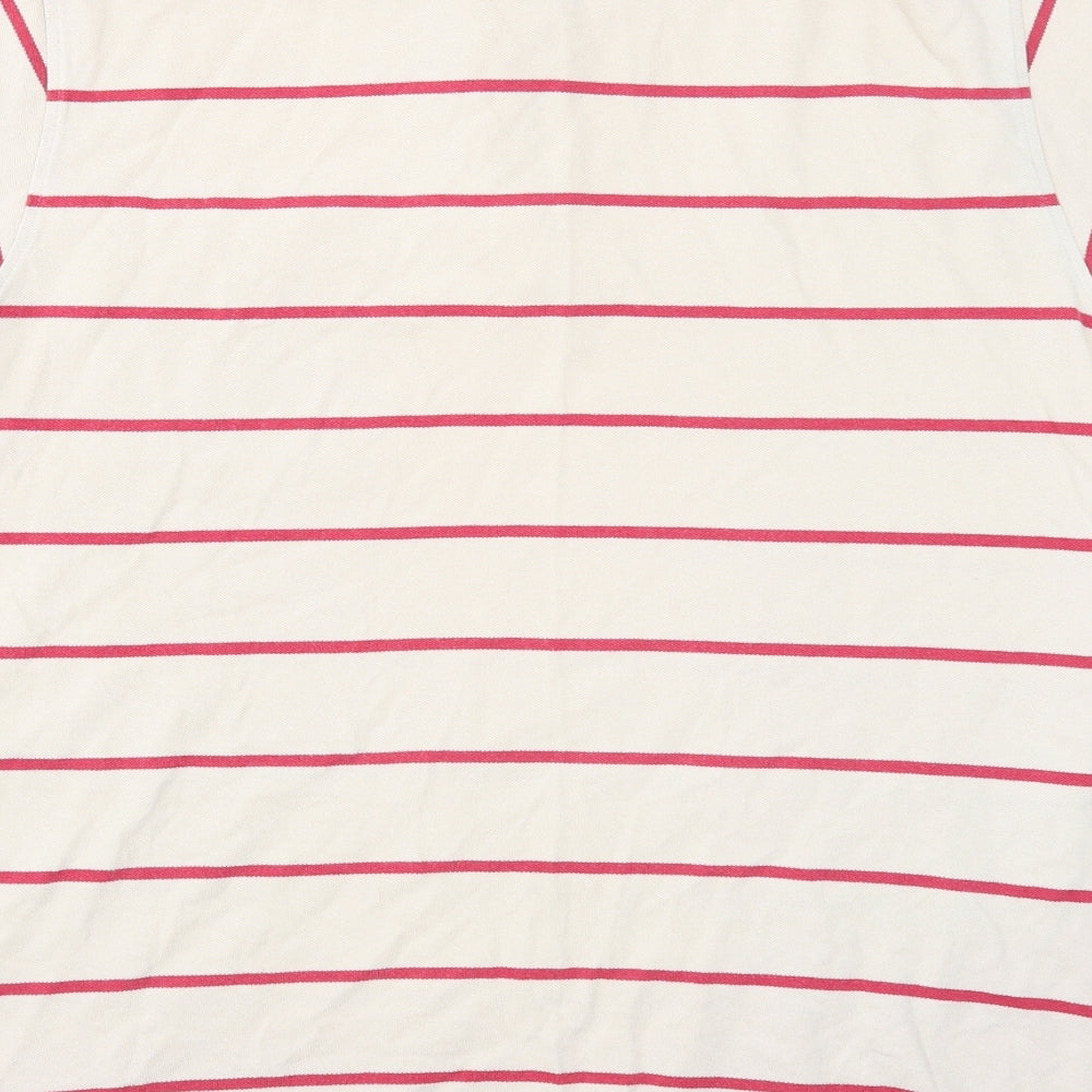 Bar Harbour Mens Beige Striped Cotton Polo Size XL Collared Button