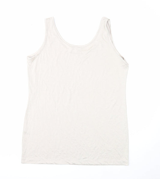 Womens UK Size 14 Marble Beige Basic Tank