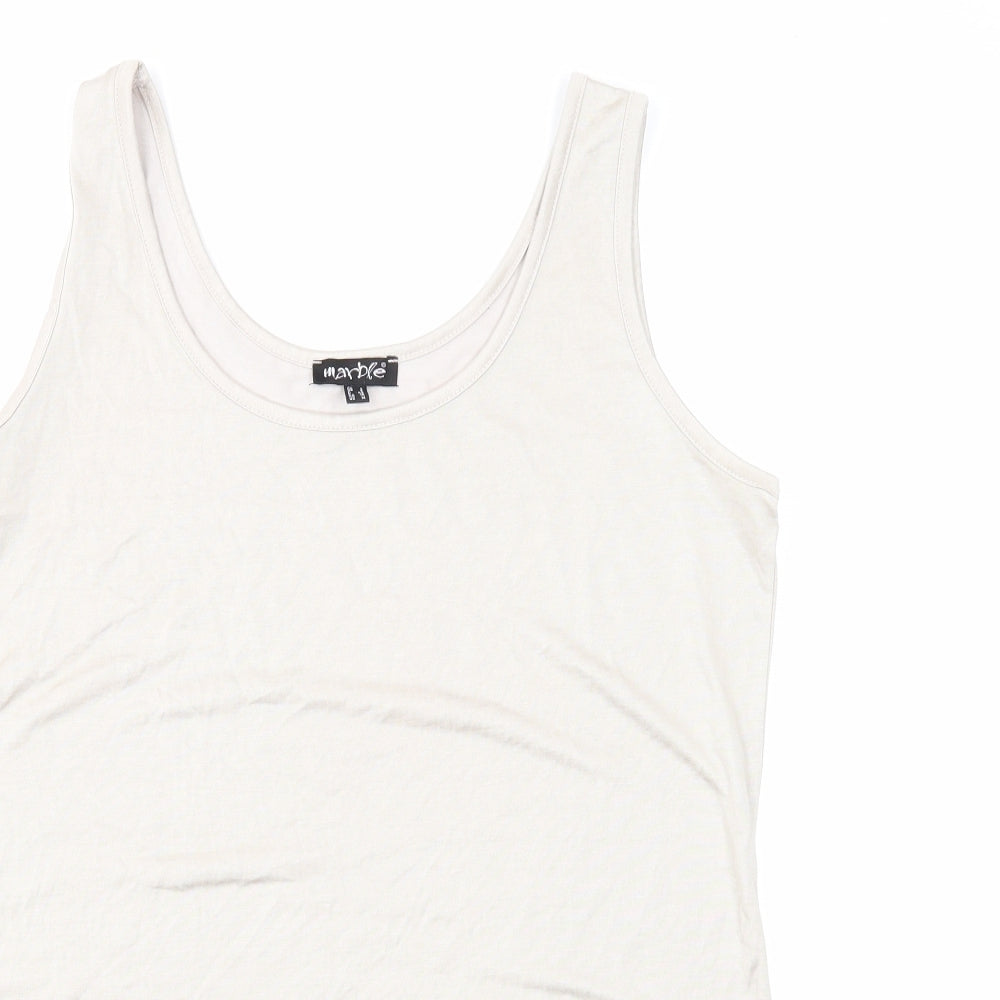 Womens UK Size 14 Marble Beige Basic Tank