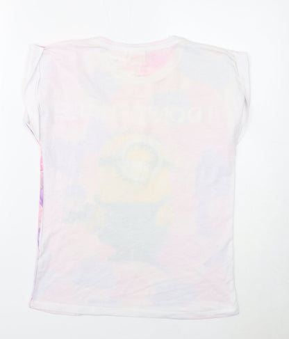 Young Dimension Girls Multicoloured Geometric Polyester Pullover T-Shirt Size 12-13 Years Round Neck Pullover - Minion
