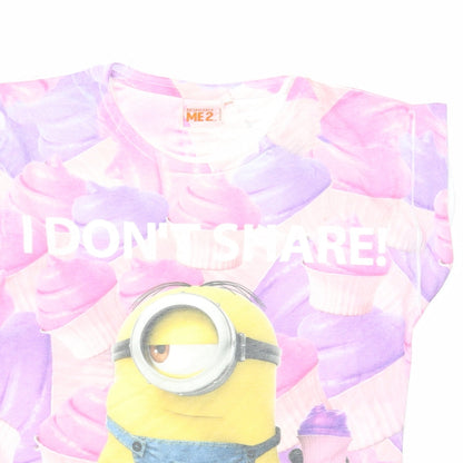 Young Dimension Girls Multicoloured Geometric Polyester Pullover T-Shirt Size 12-13 Years Round Neck Pullover - Minion