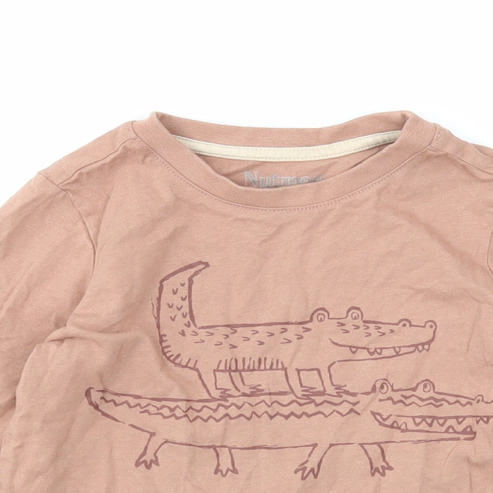 Nutmeg Girls Beige Cotton Pullover T-Shirt Size 3-4 Years Round Neck Pullover - Just Like Daddy