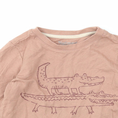 Nutmeg Girls Beige Cotton Pullover T-Shirt Size 3-4 Years Round Neck Pullover - Just Like Daddy