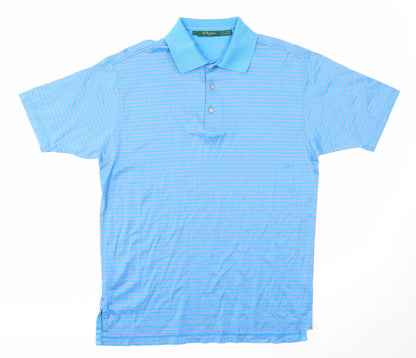 Bobby Jones Mens Blue Striped Cotton Polo Size S Collared Button