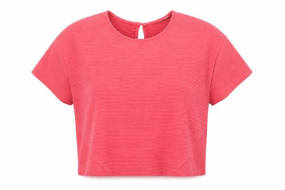 Great Plains Womens Pink Polyester Basic T-Shirt Size XS Round Neck