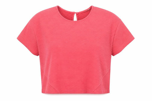 Great Plains Womens Pink Polyester Basic T-Shirt Size XS Round Neck