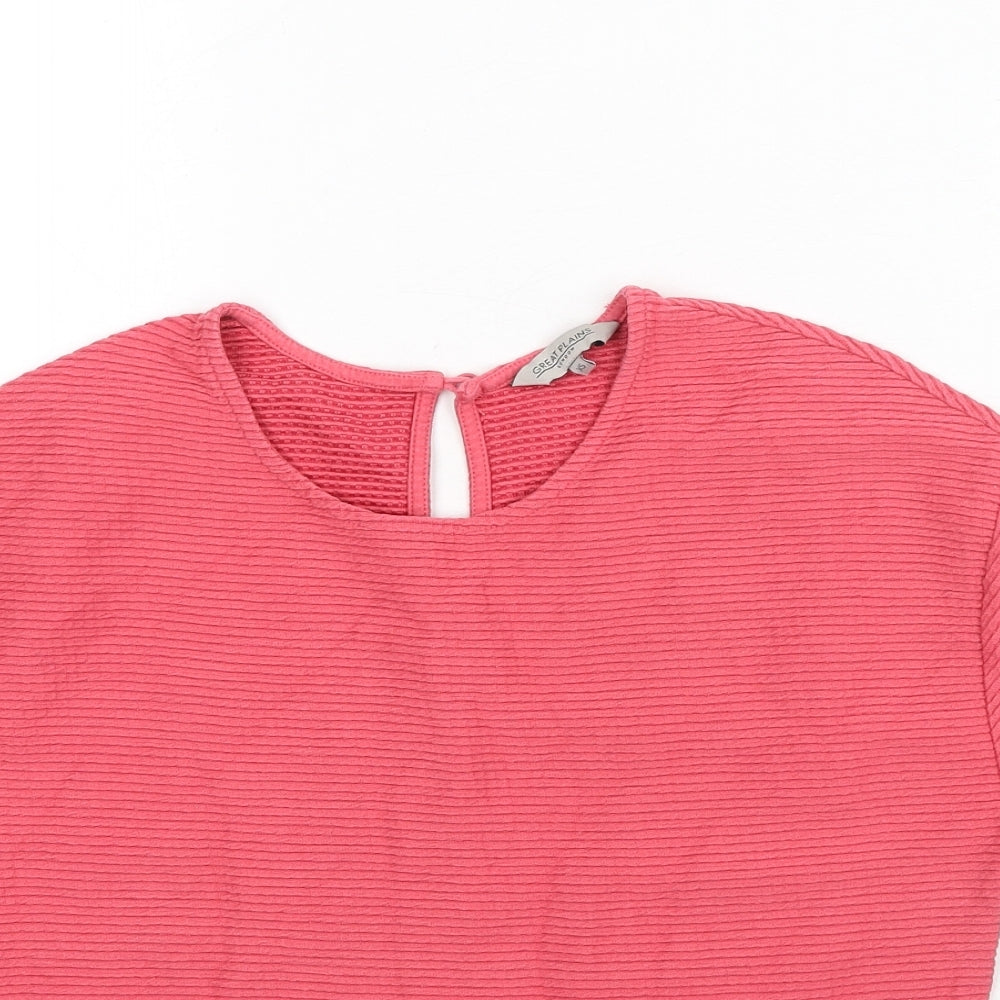 Great Plains Womens Pink Polyester Basic T-Shirt Size XS Round Neck