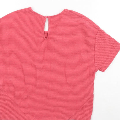 Great Plains Womens Pink Polyester Basic T-Shirt Size XS Round Neck