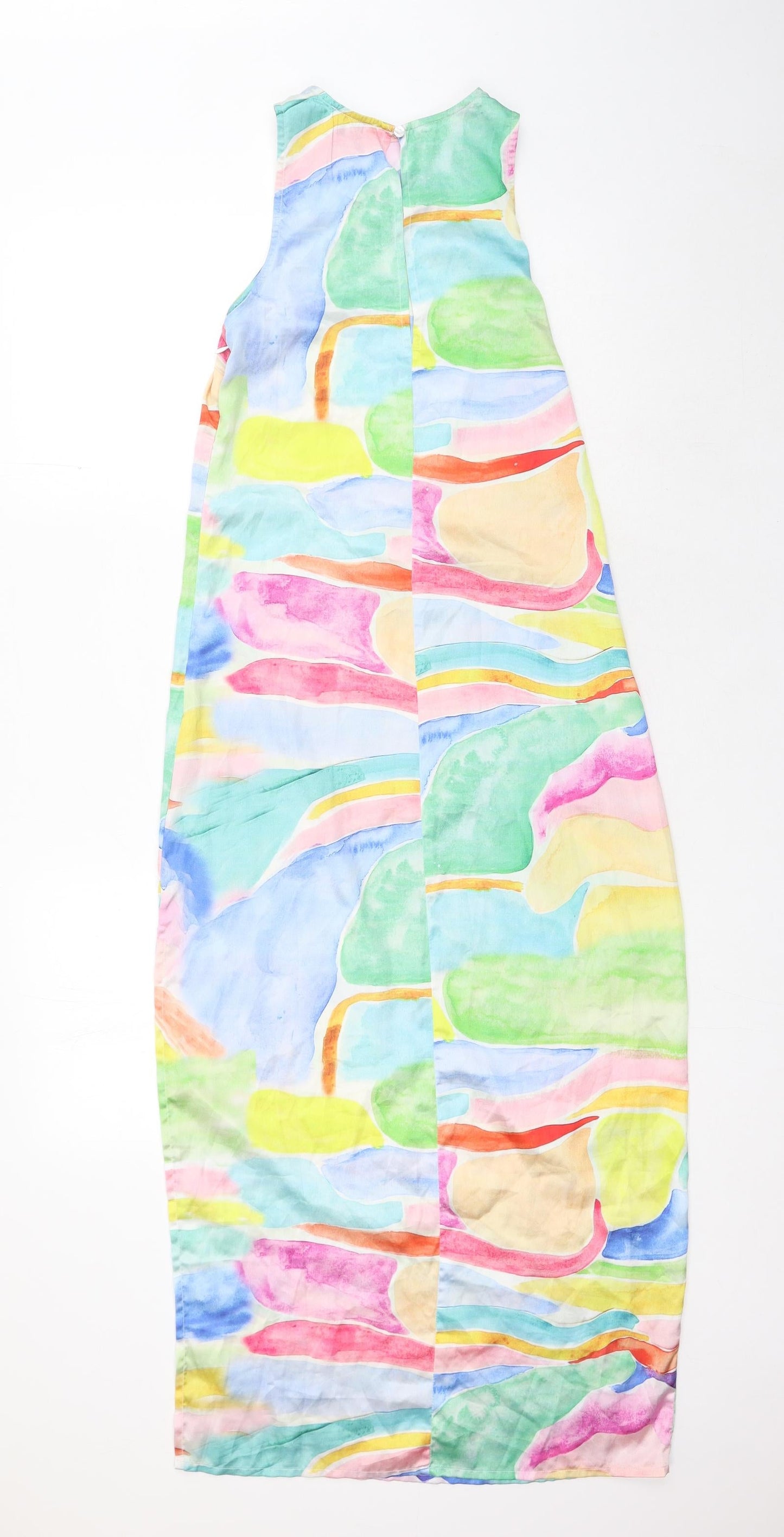 ASOS Womens Multicoloured Geometric Polyester Maxi Size 4 Round Neck Button