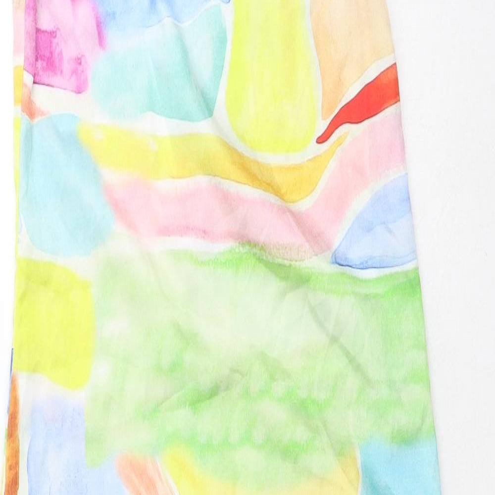 ASOS Womens Multicoloured Geometric Polyester Maxi Size 4 Round Neck Button