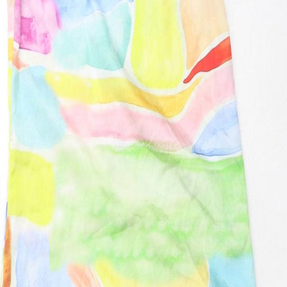 ASOS Womens Multicoloured Geometric Polyester Maxi Size 4 Round Neck Button