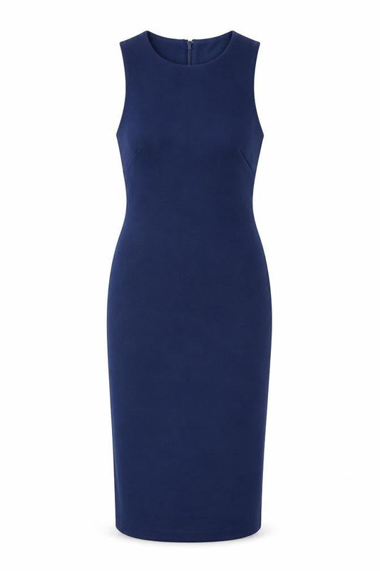 Little Mistress Womens Blue Cotton Bodycon Size 10 Round Neck Zip