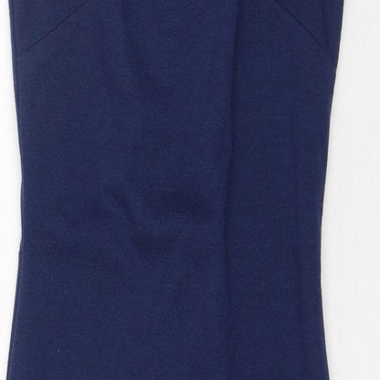 Little Mistress Womens Blue Cotton Bodycon Size 10 Round Neck Zip