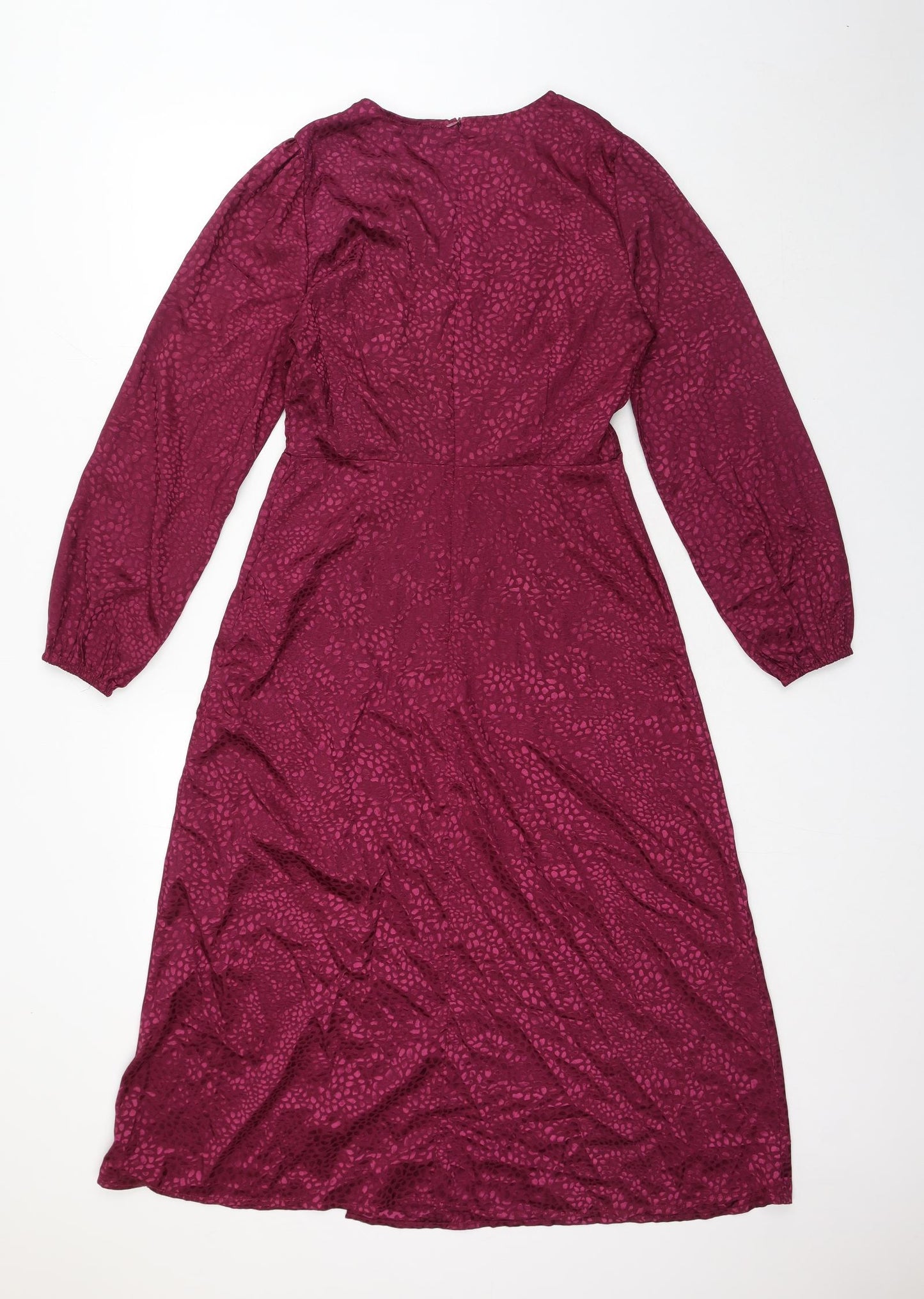 Quiz Womens Pink Animal Print Polyester Fit & Flare Size 10 Round Neck Zip - Leopard Pattern