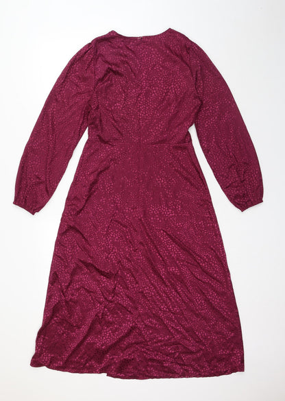 Quiz Womens Pink Animal Print Polyester Fit & Flare Size 10 Round Neck Zip - Leopard Pattern