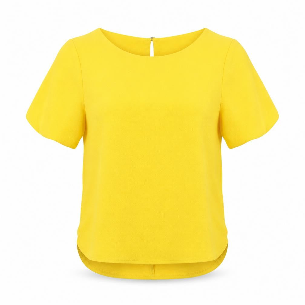 Womens UK Size 8 Warehouse Yellow Basic Blouse