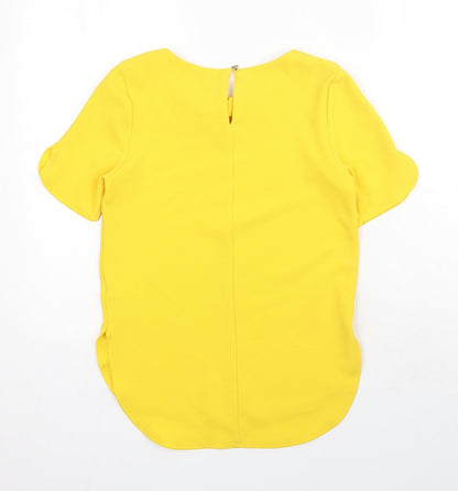 Womens UK Size 8 Warehouse Yellow Basic Blouse