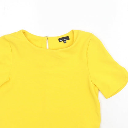 Womens UK Size 8 Warehouse Yellow Basic Blouse